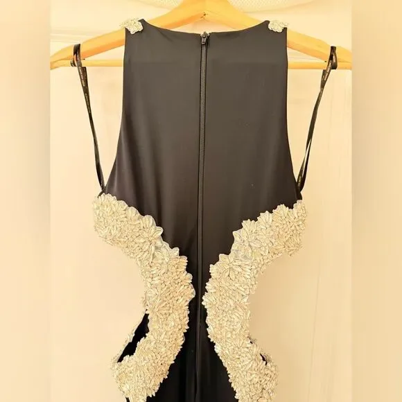NWOT BRONX AND BANCO Camila Black Rhinestone Cutout Gown - Picture 15 of 16